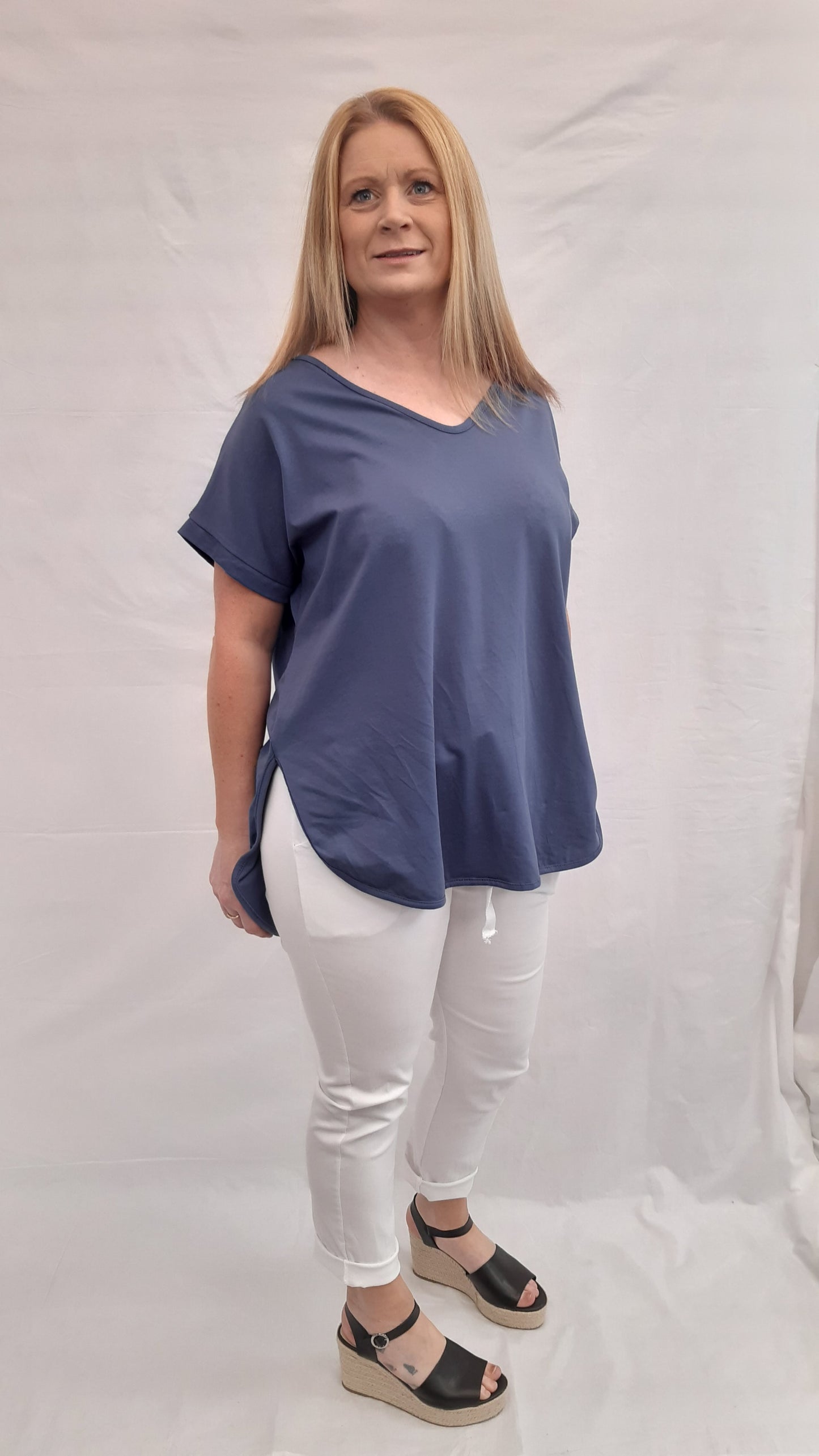V Neck Hi-Low Top