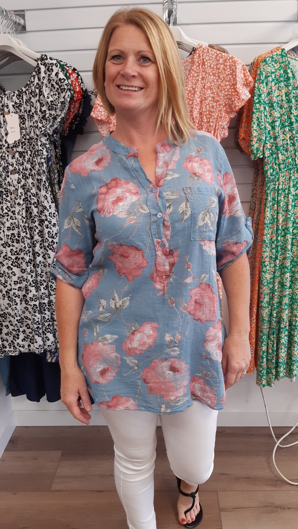 grandad Flower collar shirt