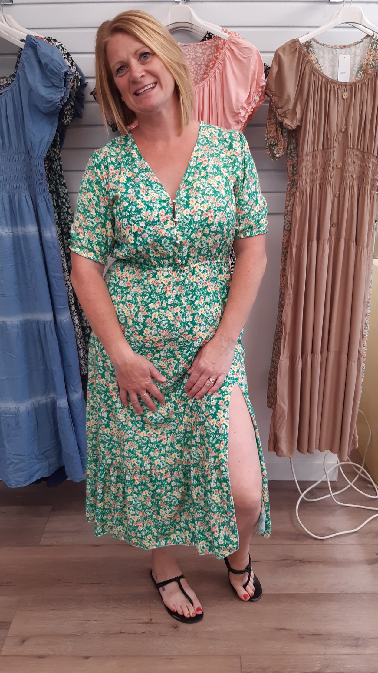 Daisy Floral Print Side Slit Dress