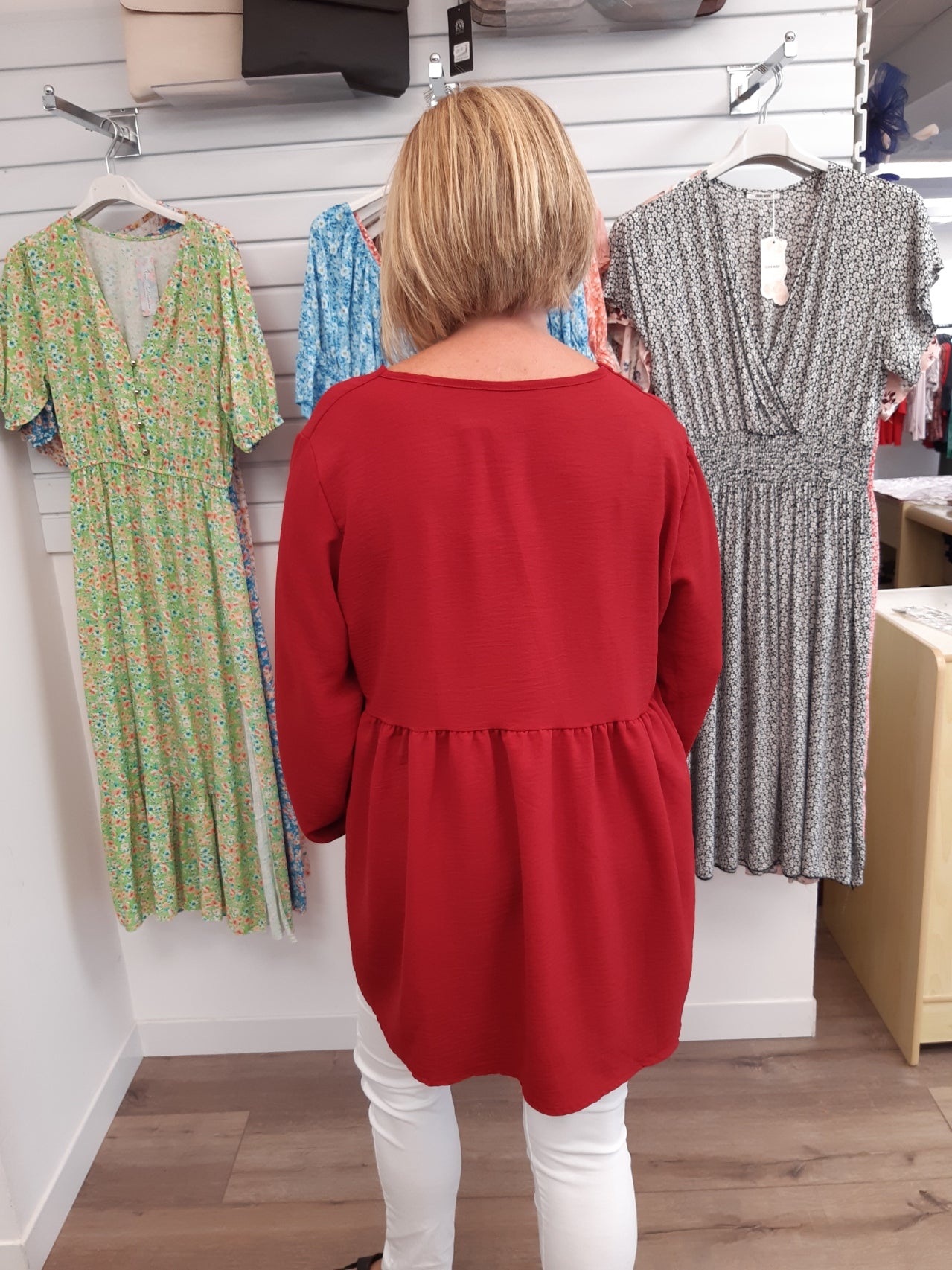 Long Sleeve V Neck Button Top