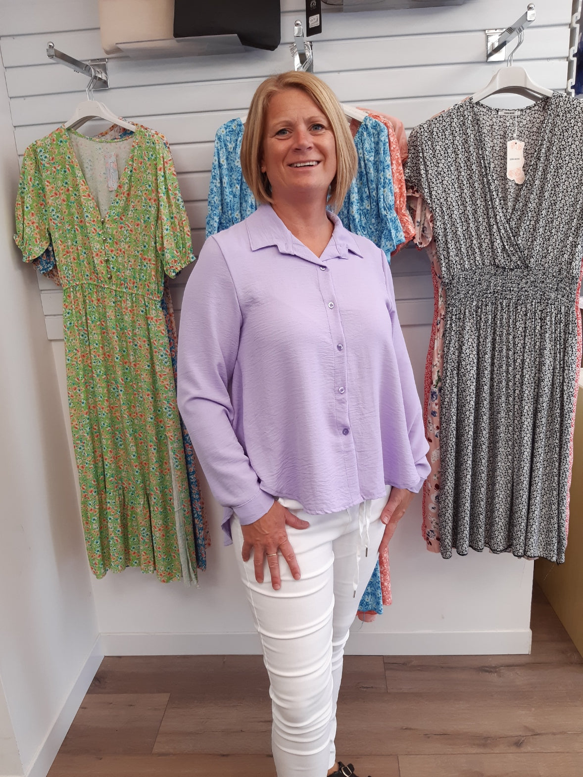 Hi-Low Button Blouse