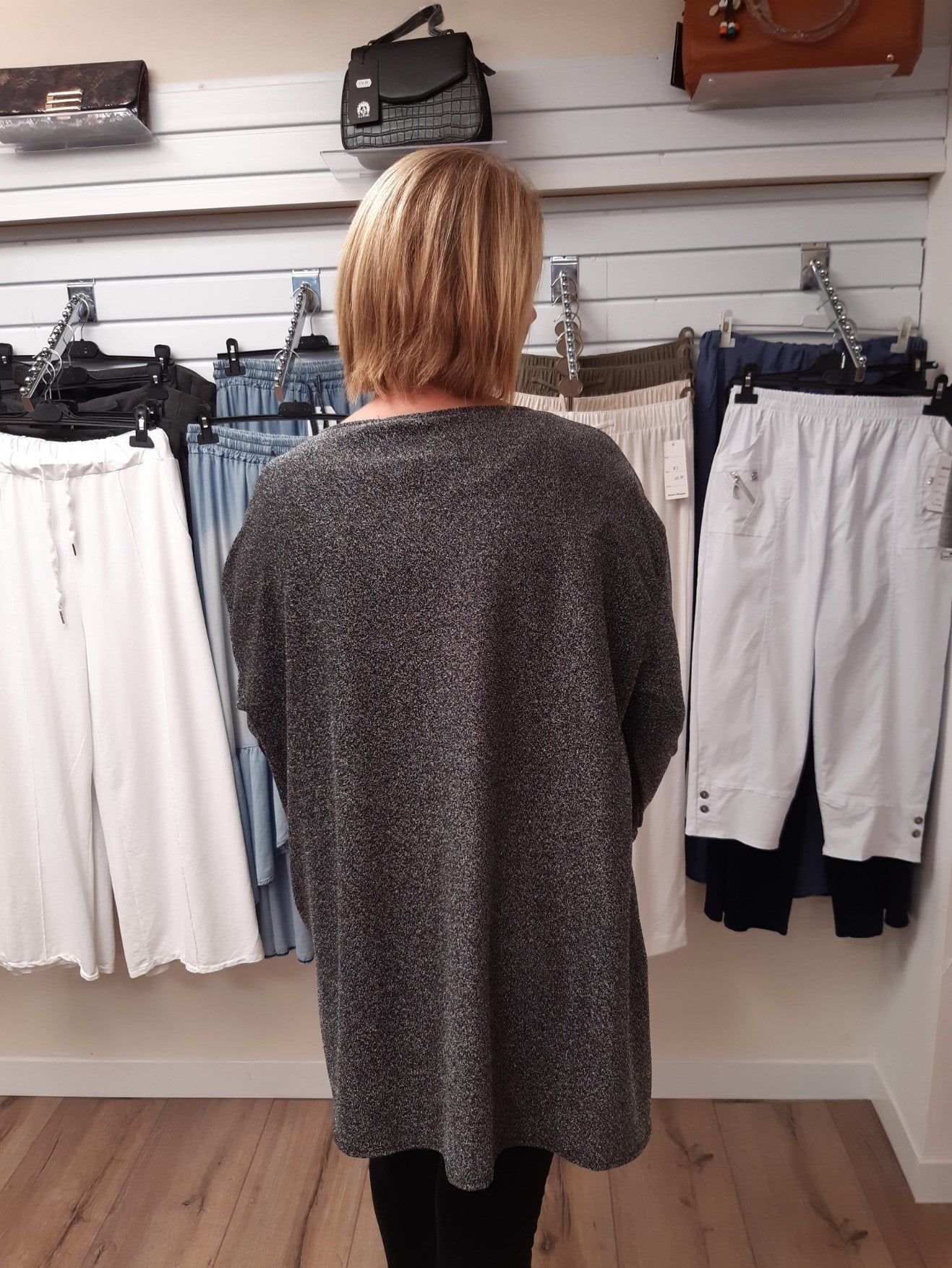 Glitter Long Sleeve Spilt Side Top