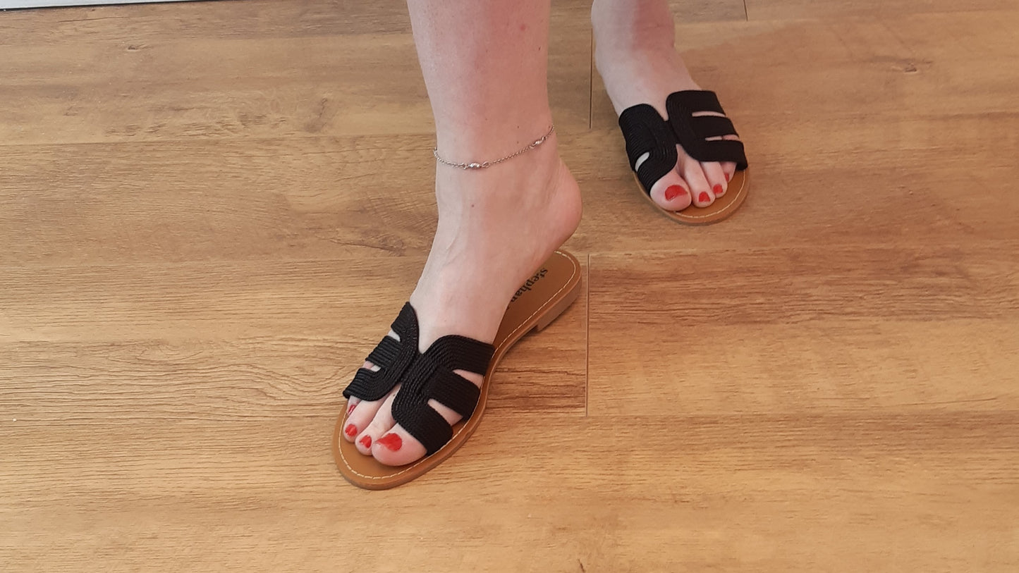 Cleopatra H Cut Out Strap Sliders