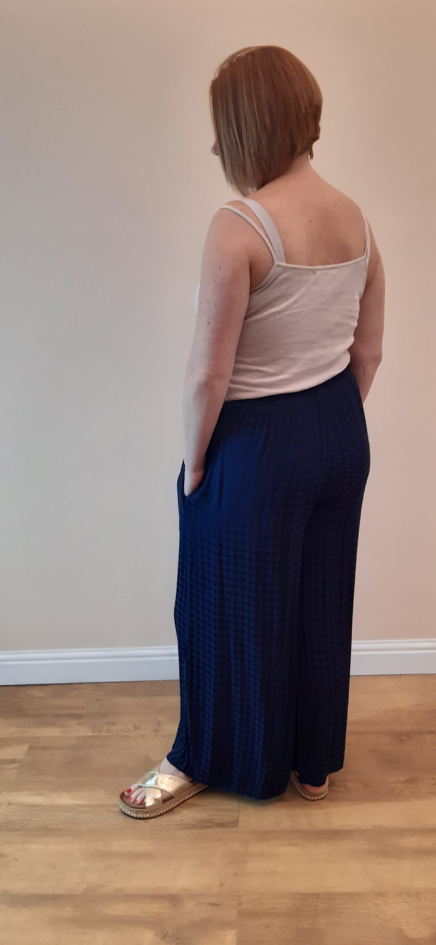 Wide Leg Trousers Navy Blue