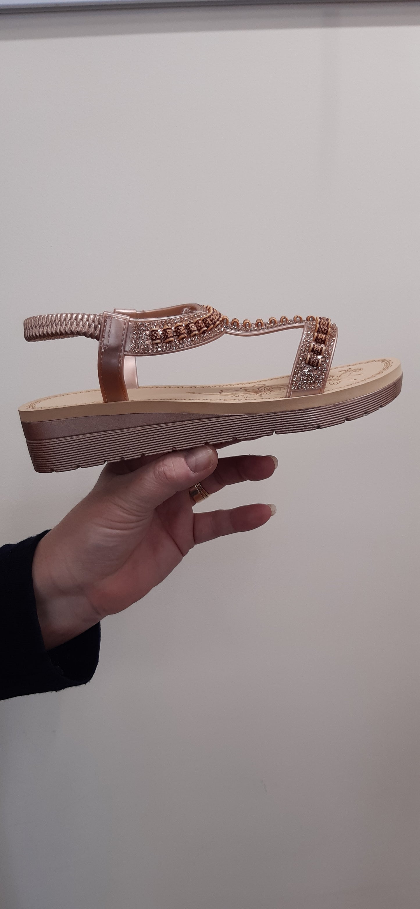 Flat Sandals Rose Gold Strappy Sling-Back