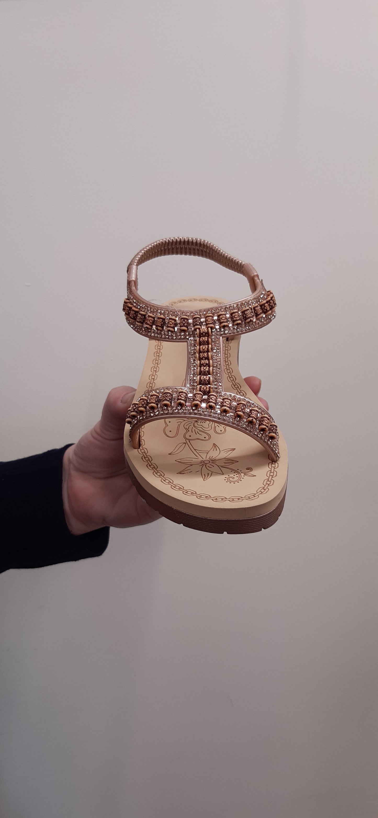 Flat Sandals Rose Gold Strappy Sling-Back
