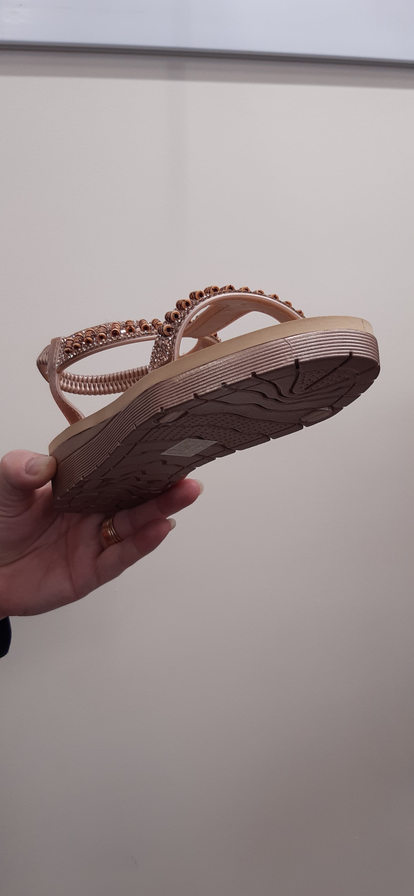 Flat Sandals Rose Gold Strappy Sling-Back