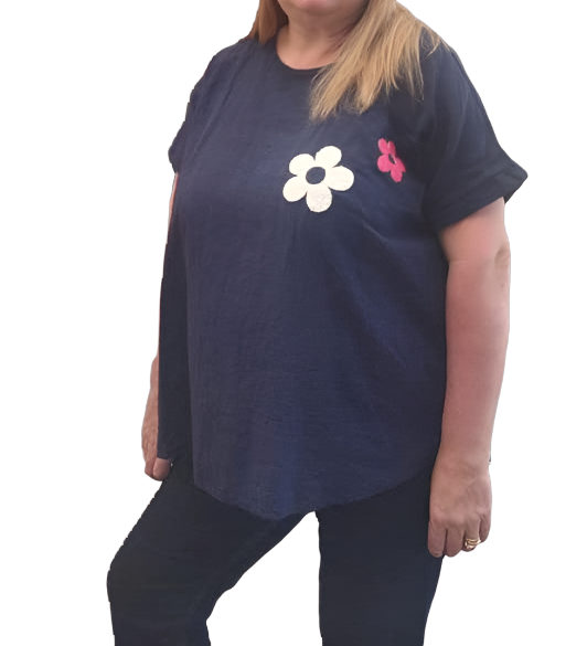 Daisy Flower Print Pocket Cotton Top