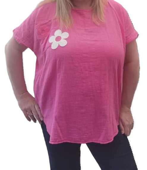 Daisy Flower Print Pocket Cotton Top