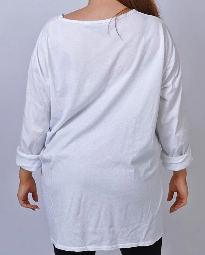 Circle Applique Pattern Cotton Top