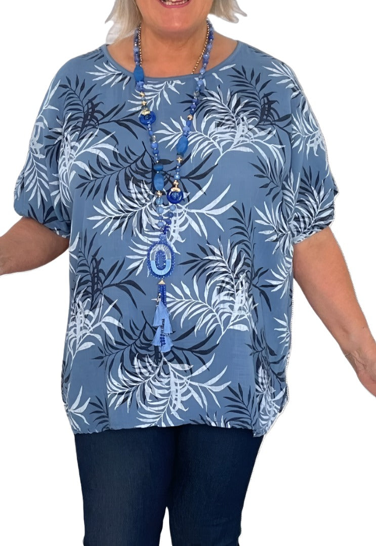 Leaf Print Cotton Top