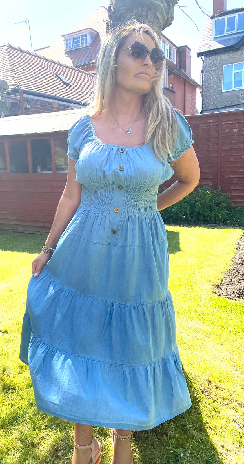Long Denim Dress - Light Denim
