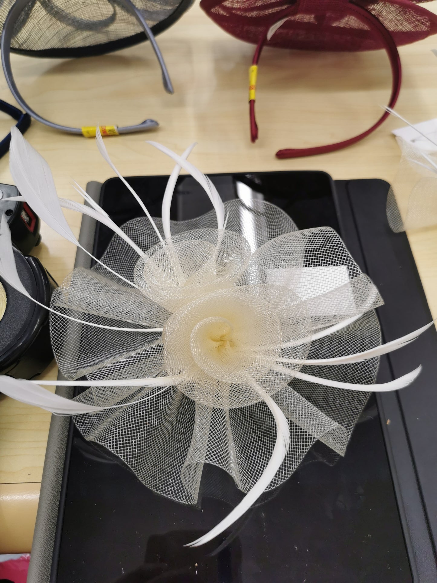 Mesh Flower Fascinator On A Concord Clip With Feather