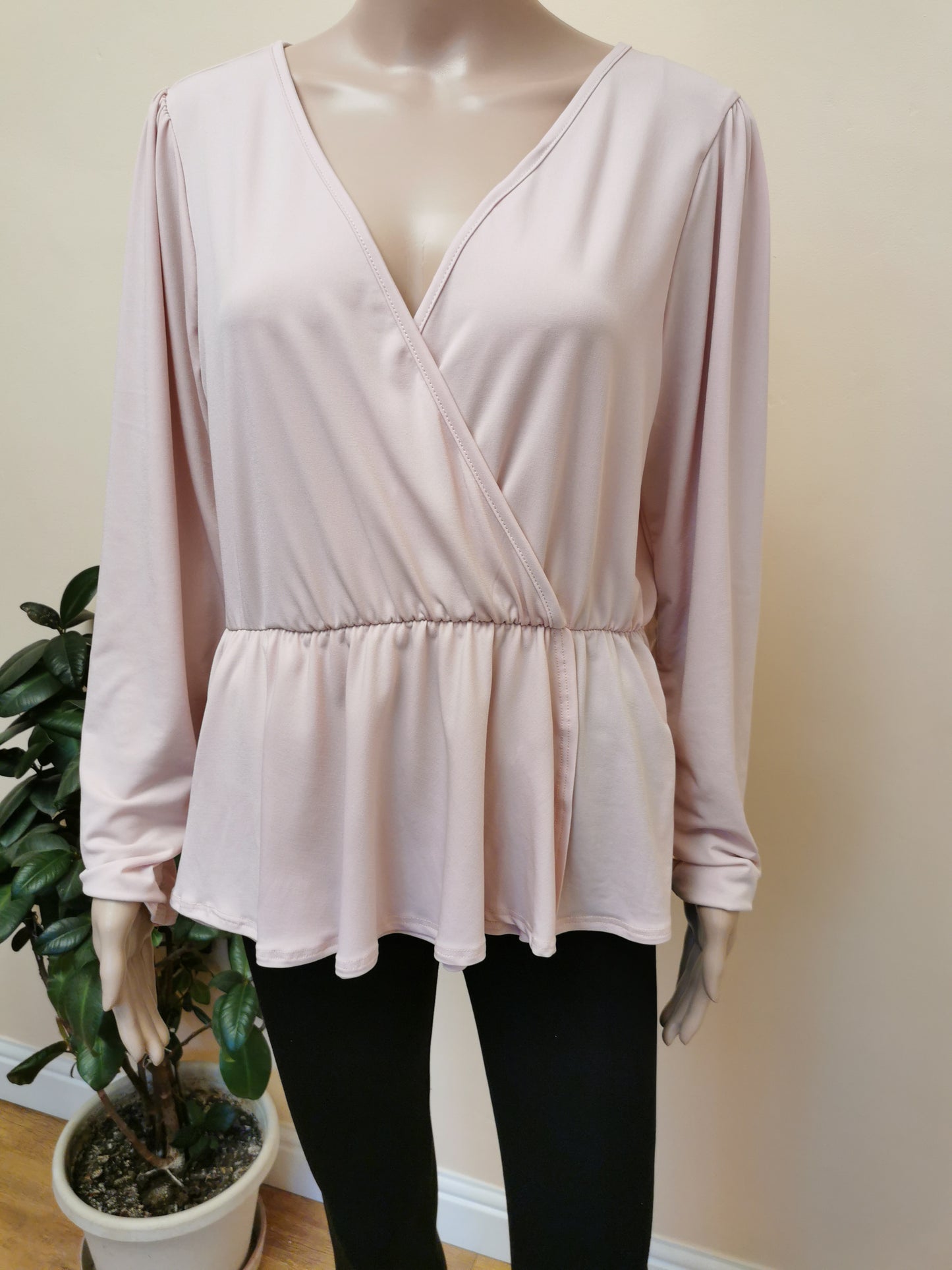 Long Sleeve V Neck Wrap Blouse