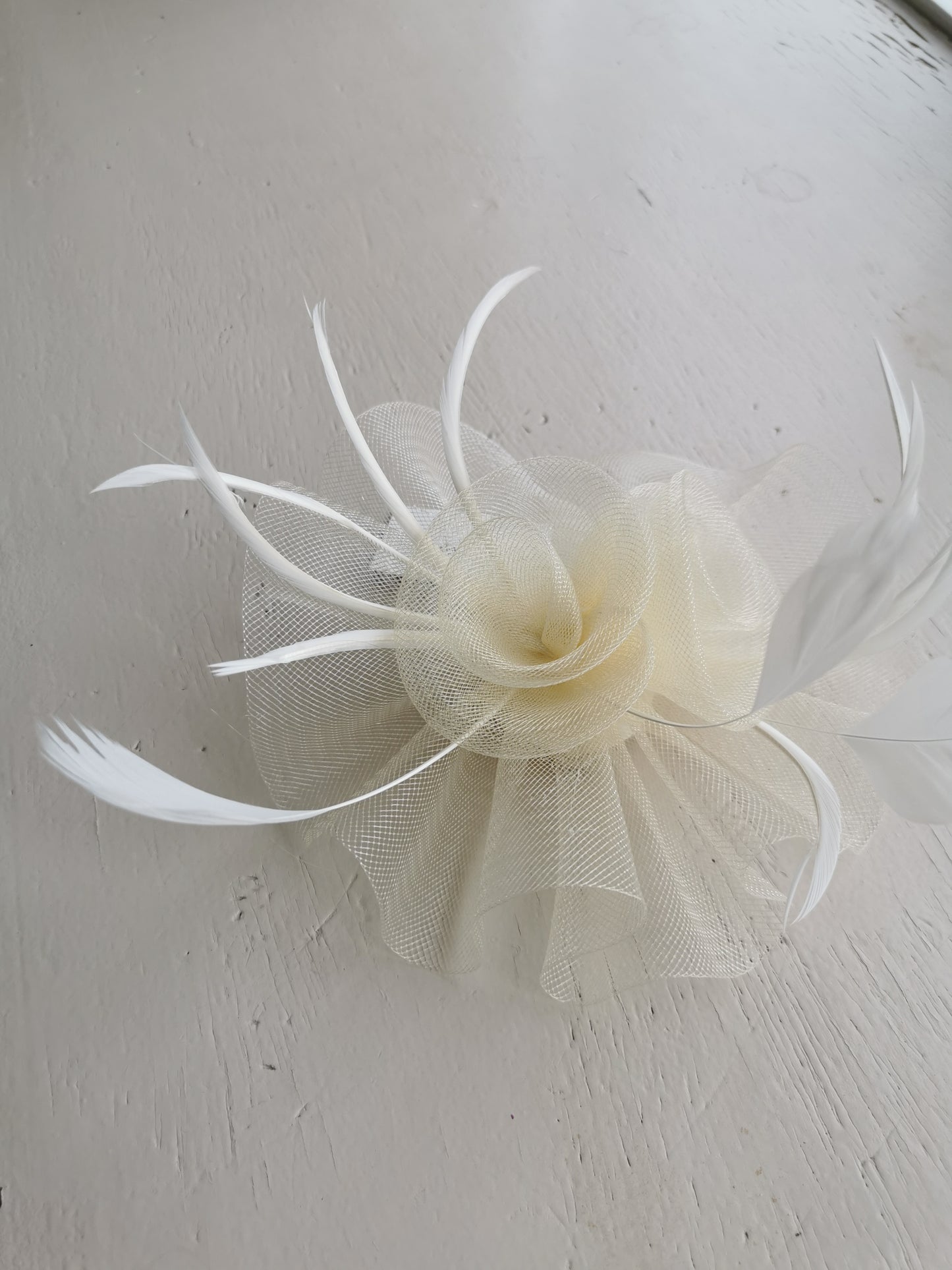 Mesh Flower Fascinator On A Concord Clip With Feather