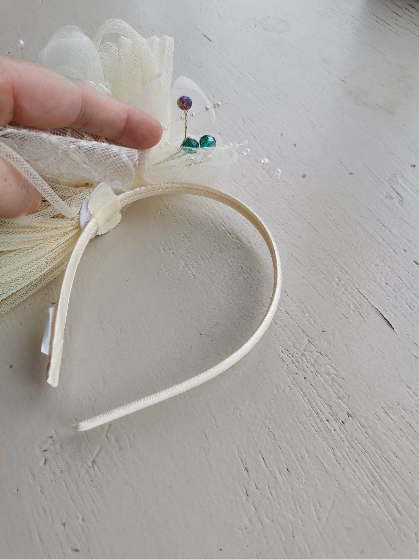 Satin & Feather Flower Fascinator