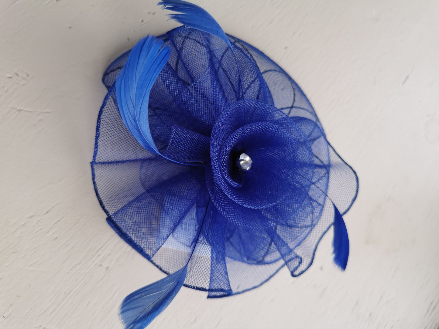 Mesh Flower Fascinator And Glass Stone
