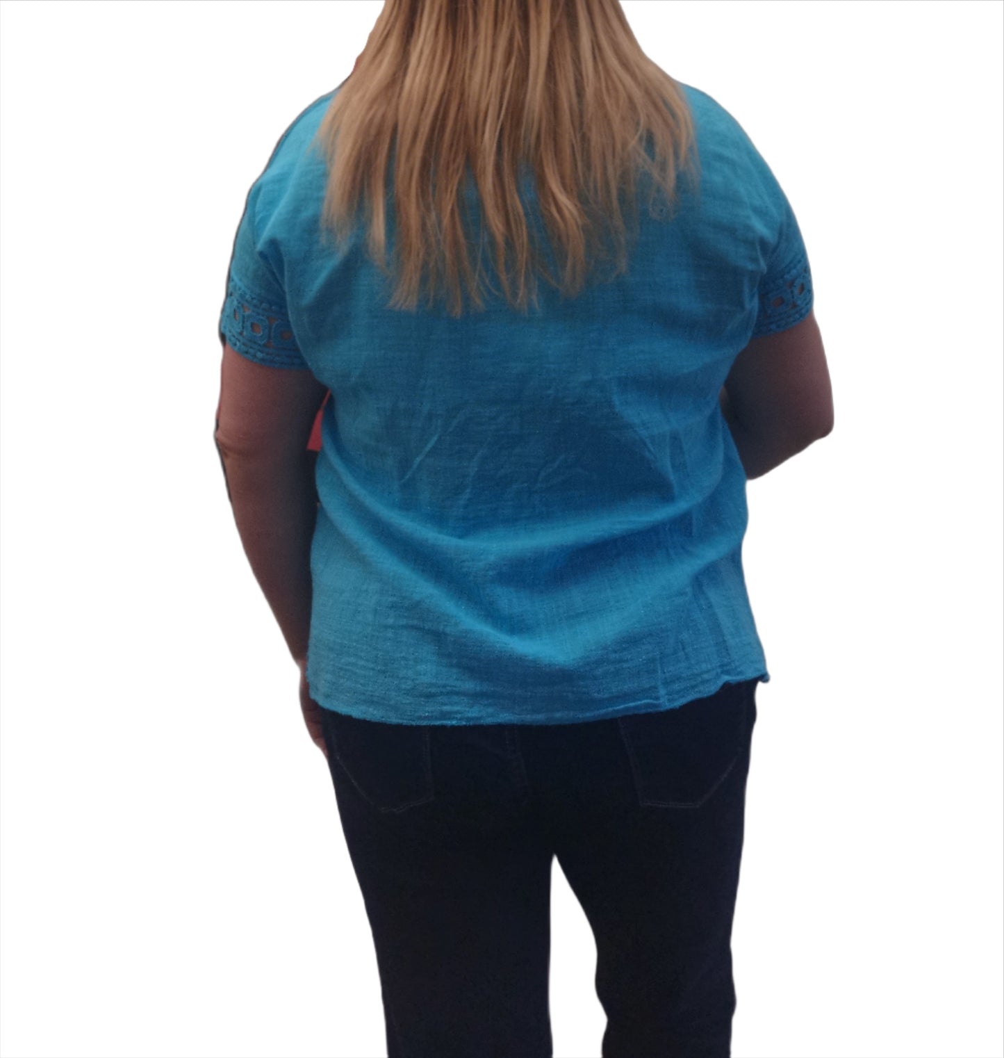 Round Neck Tunic Top with Crochet Detailing on Hems