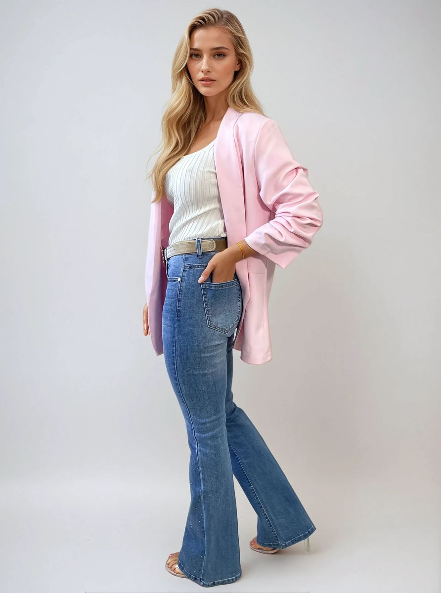 Embellished High Waisted Flare Jeans