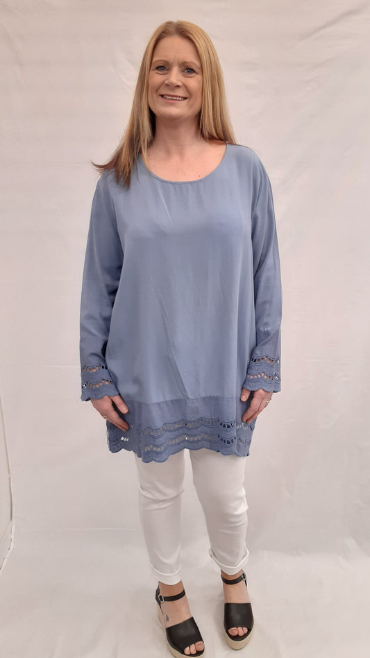 Frill Hem and Sleeve Top