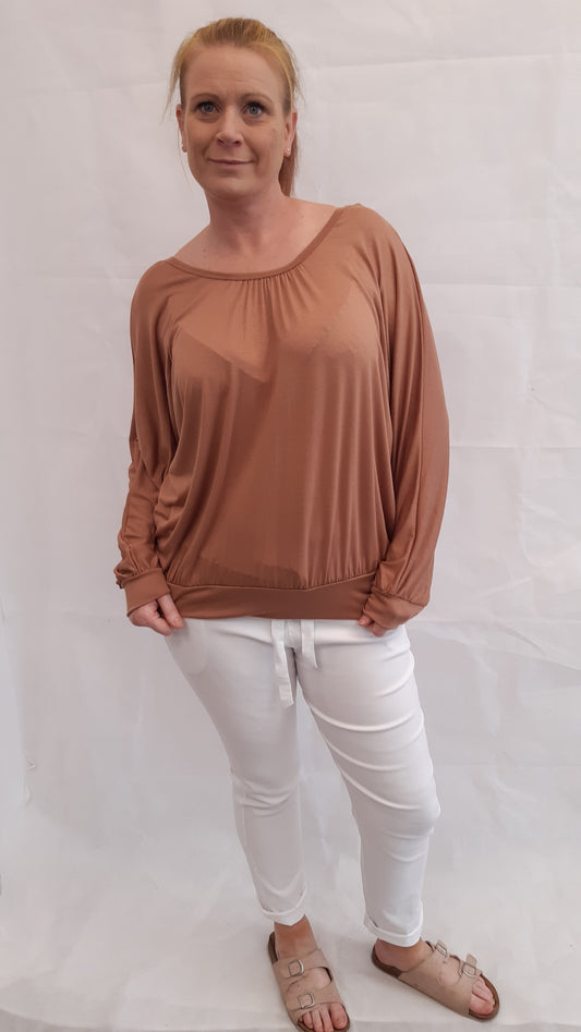 Long Sleeve Crossover Back Top