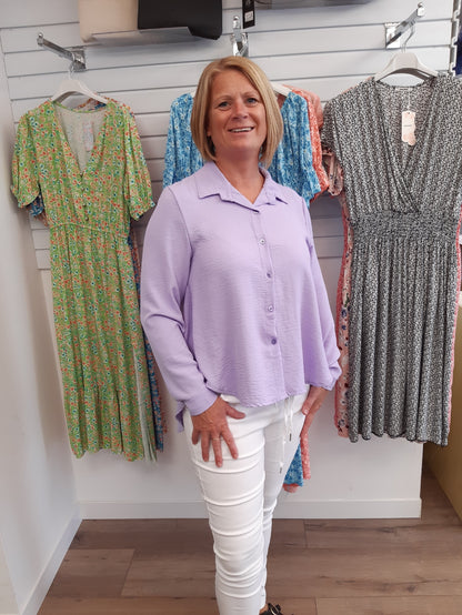 Hi-Low Button Blouse