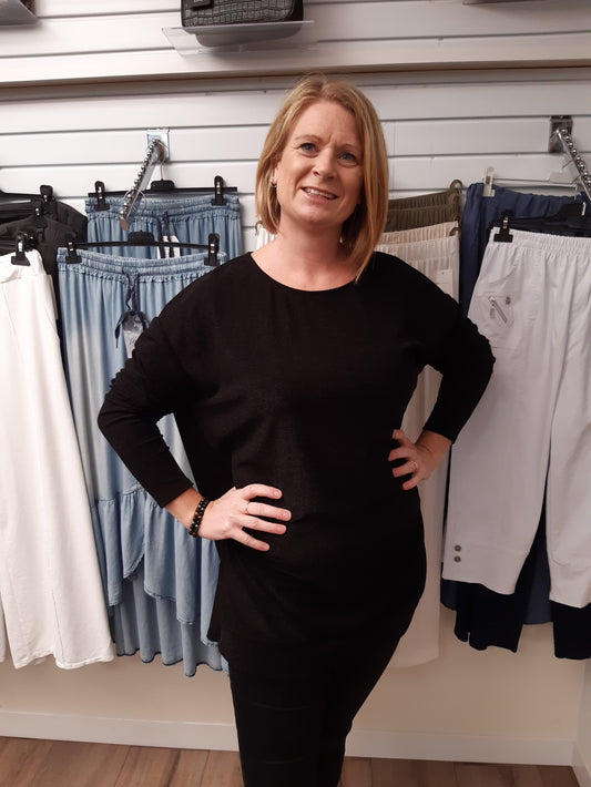 Glitter Long Sleeve Spilt Side Top