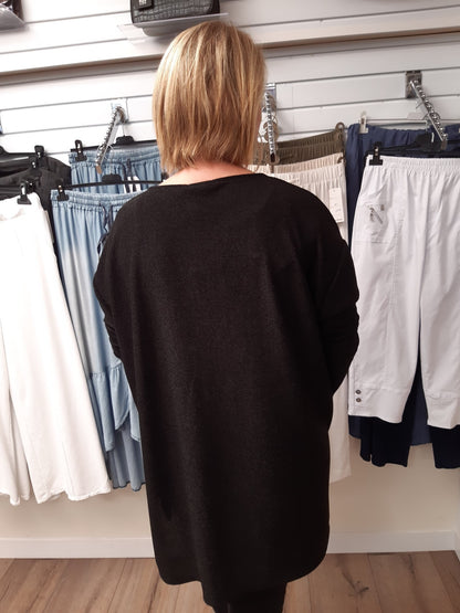 Glitter Long Sleeve Spilt Side Top