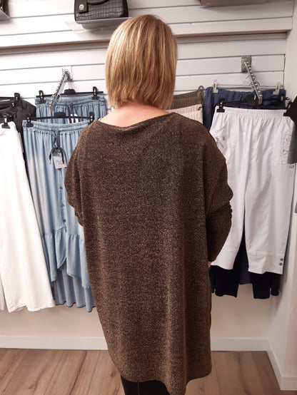 Glitter Long Sleeve Spilt Side Top