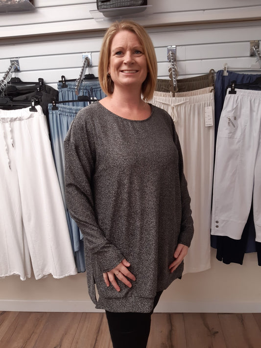 Glitter Long Sleeve Spilt Side  Top