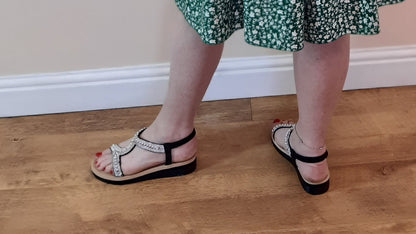 Flat Sandals Black Pearl Strappy Sling-Back