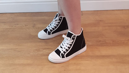 Black Lace up Flat High Top Trainers