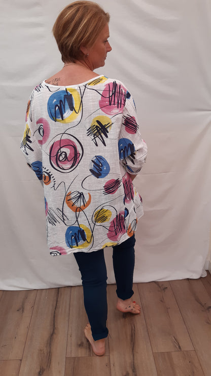 Short Sleeve Abstract Print Top
