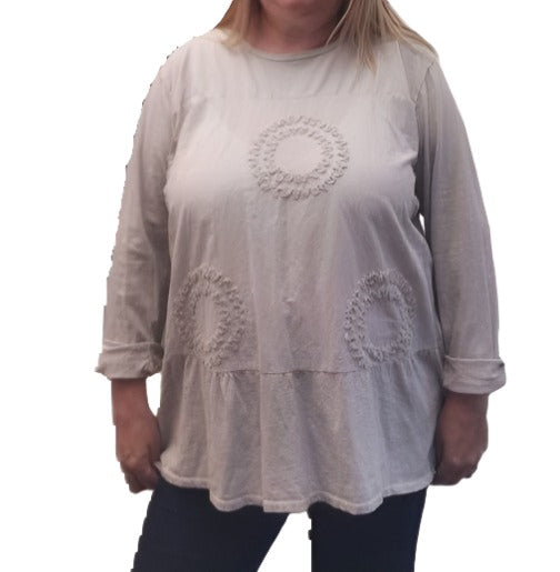 Circle Applique Pattern Cotton Top