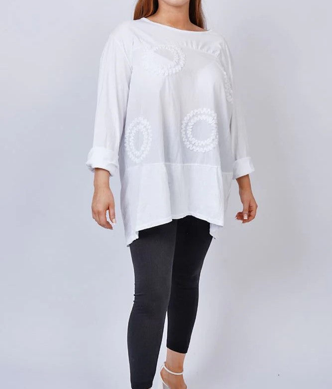 Circle Applique Pattern Cotton Top