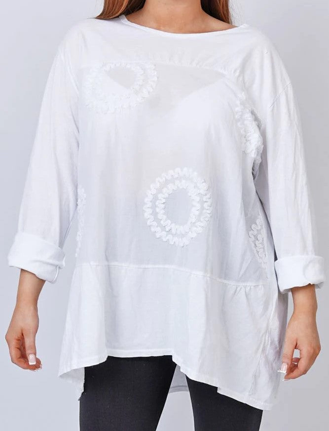 Circle Applique Pattern Cotton Top
