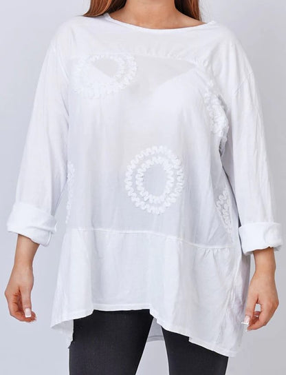 Circle Applique Pattern Cotton Top