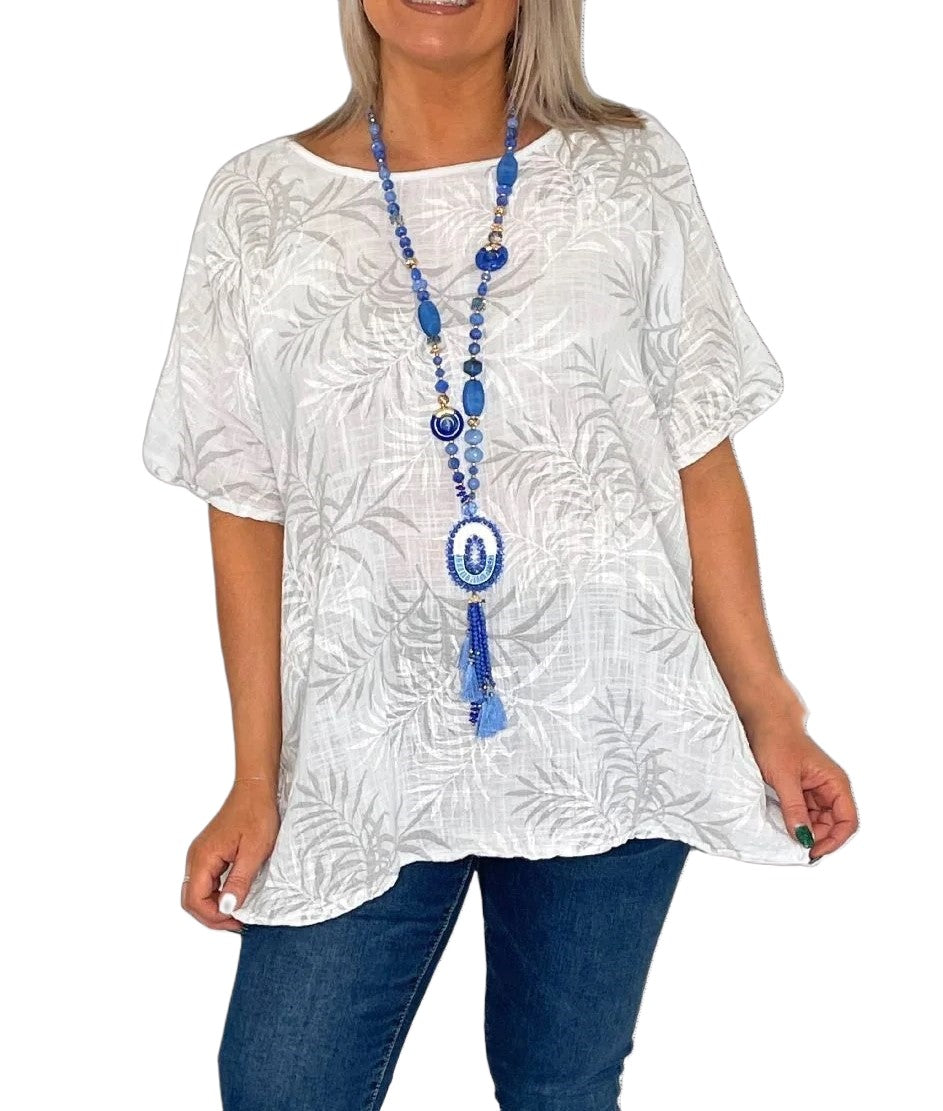 Leaf Print Cotton Top