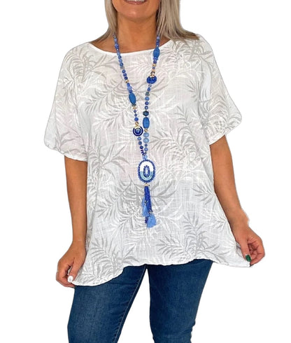 Leaf Print Cotton Top