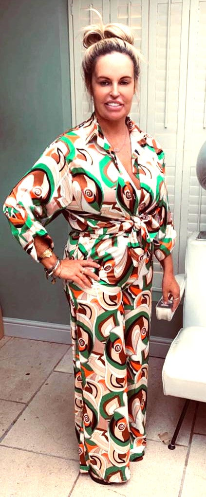 Swirl Print Shirt And Wide Leg Trouser Set