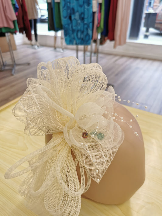 Satin & Feather Flower Fascinator