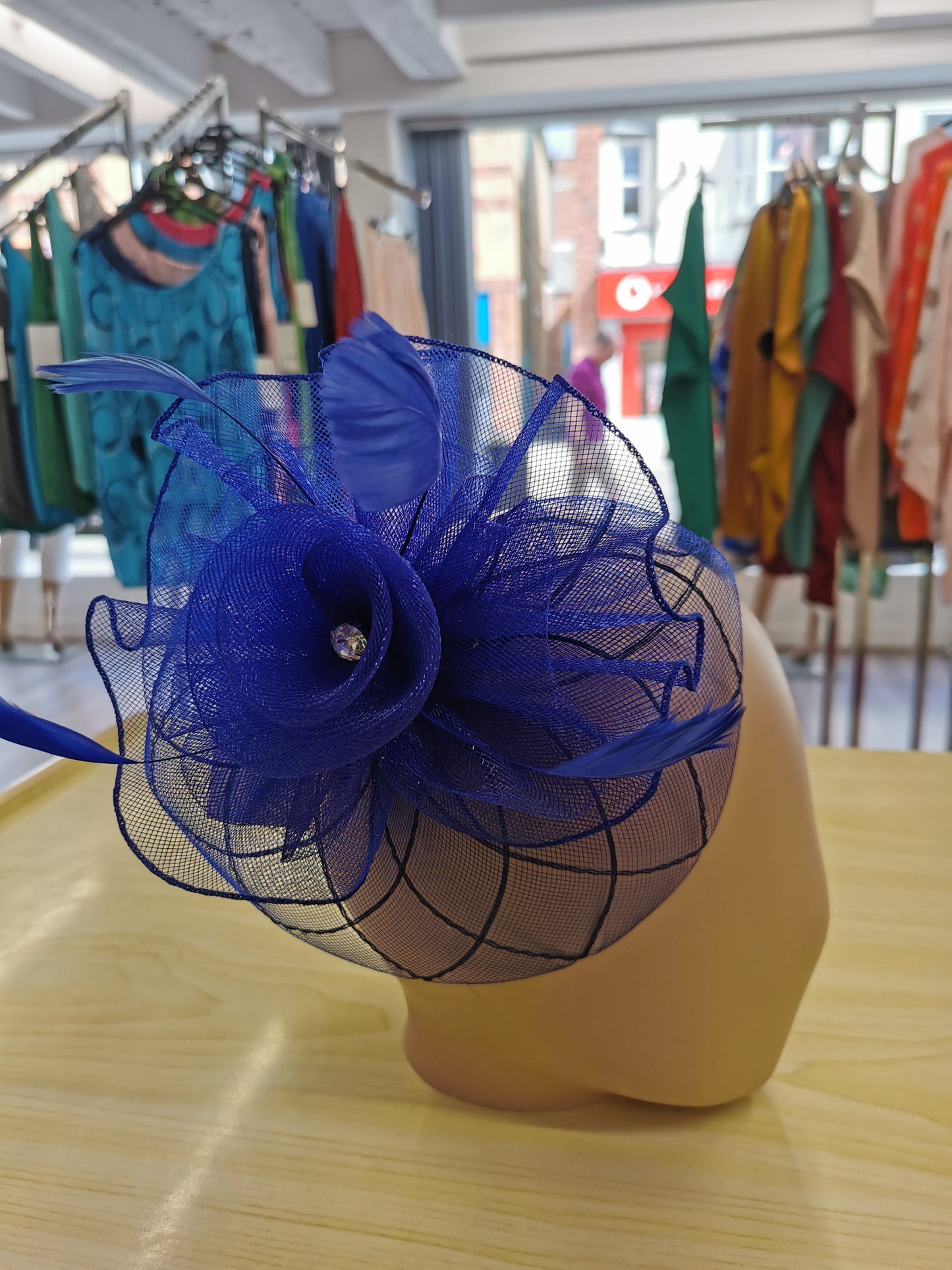 Mesh Flower Fascinator And Glass Stone