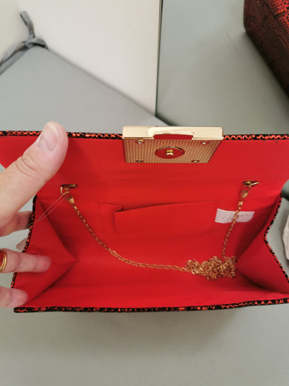 Lace Print Evening Bag Red