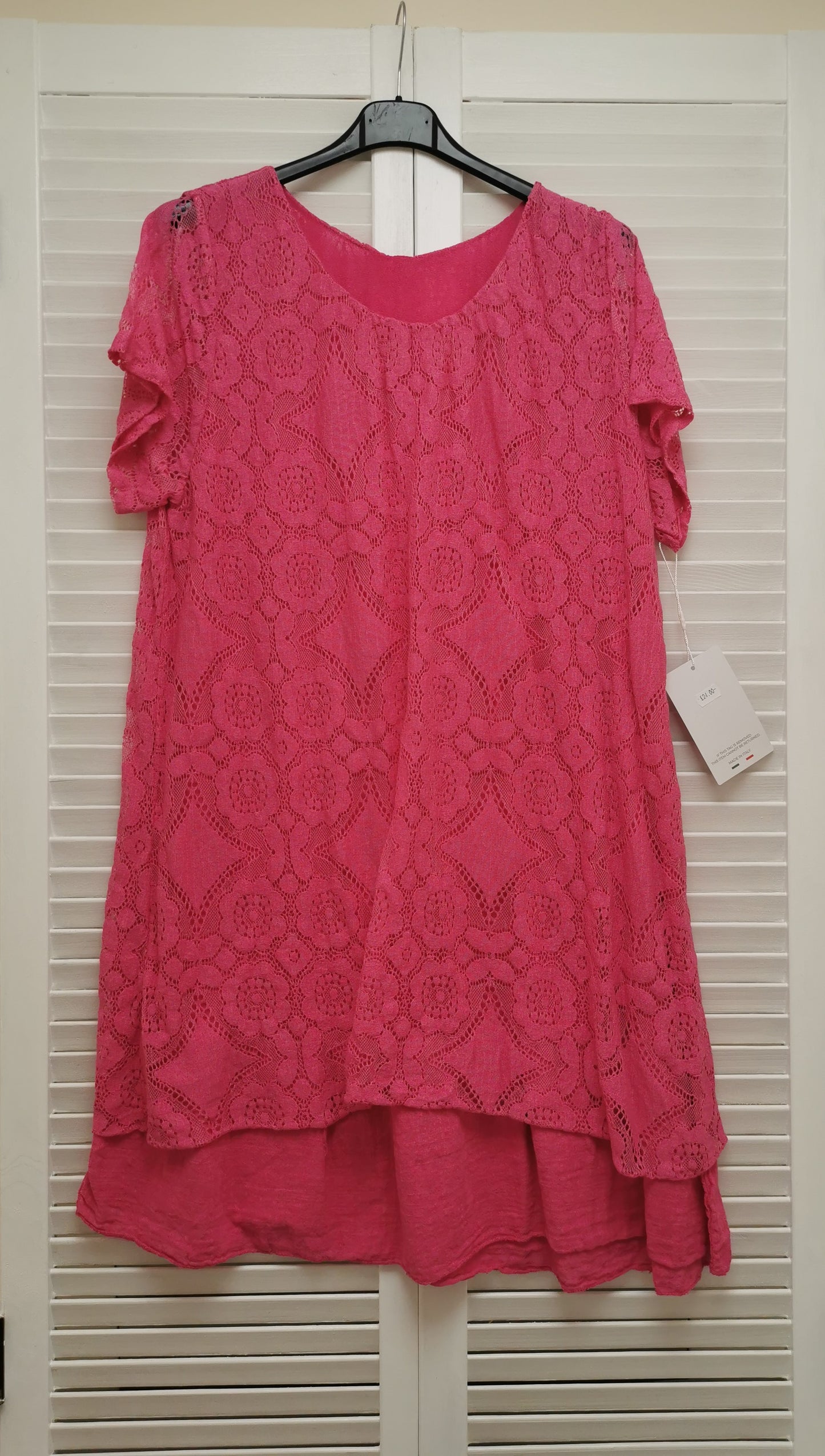 Geometric Pattern Mesh Lace Dip Hem Top /Dress