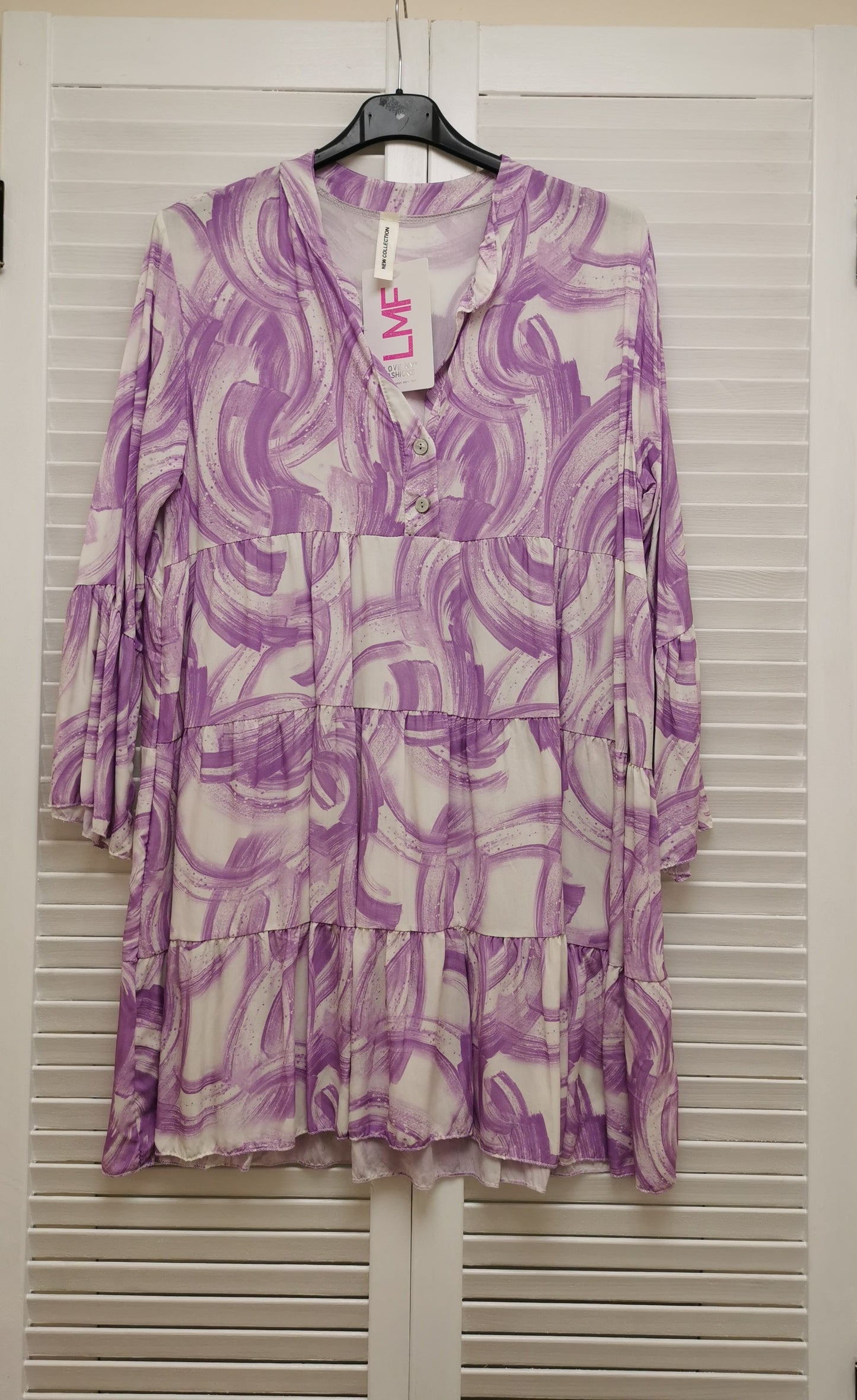 mini brush strokes notch neck blouse