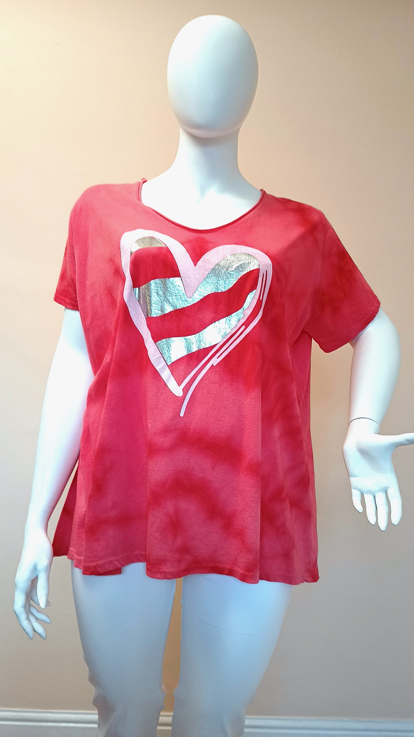 Foil Hearts Tie Dye Top