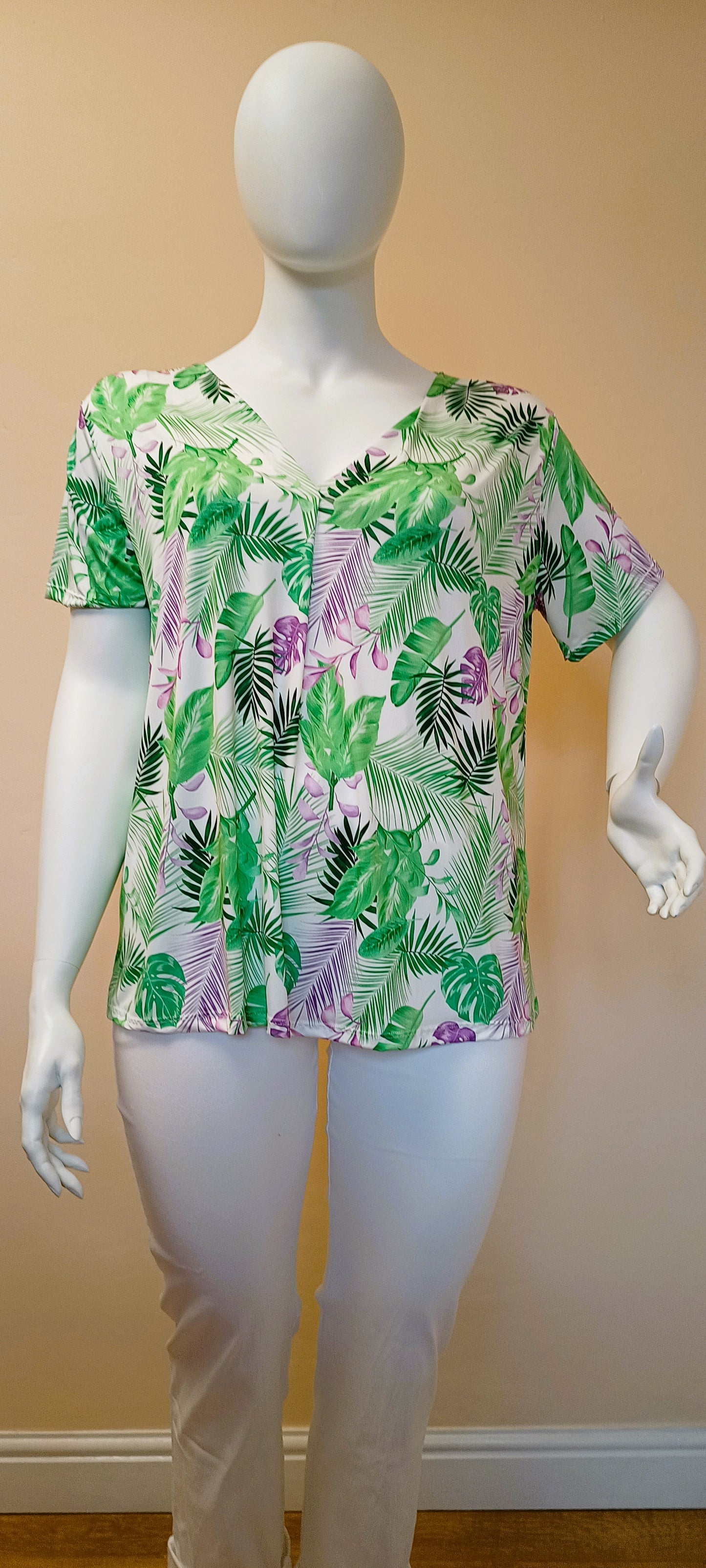 Leaf Print Viscose Top