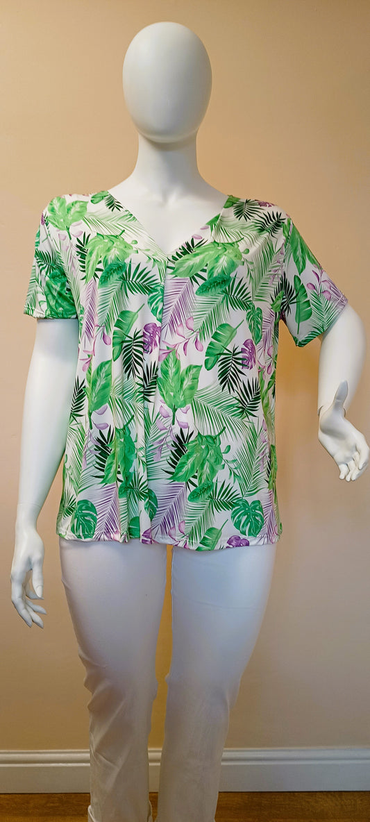 Leaf Print Viscose Top