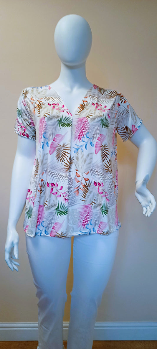 Leaf Print Viscose Top