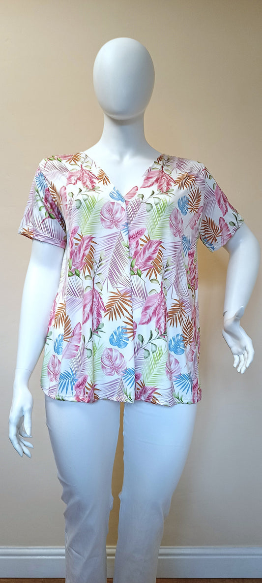 Leaf Print Viscose Top